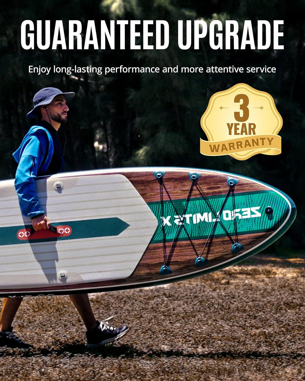 ZLX Inflatable Stand Up Paddle Board, 10'6' SUP Non-Slip Stable Deck Pad, Unique Center Fin, Premium Accessories, Paddleboard for Adults, Beginners, All Skill Levels
