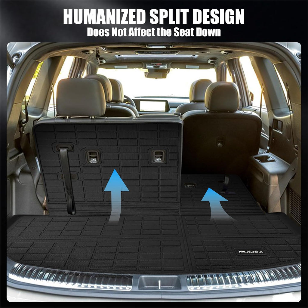 Floor Mats & Cargo Liner for 2018-2024 Ford Expedition 8 Seats with 2nd Row Bench Seat (Only Fit MAX Or L) All Weather Protection TPE Rubber Floor Liners Automotive Accessories, Black