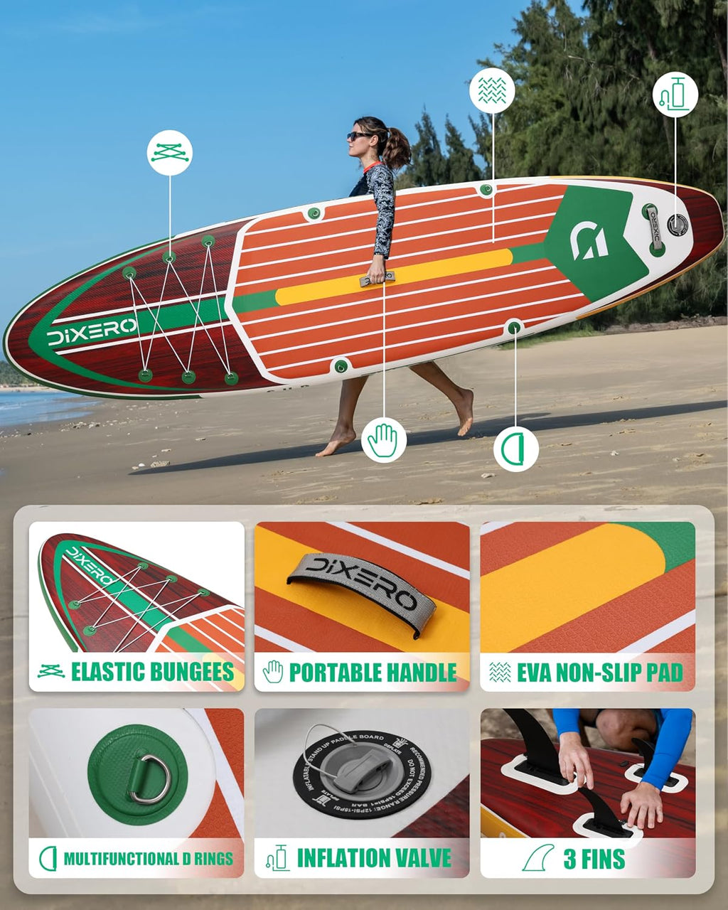Inflatable Stand Up Paddle Board with SUP Accessories, 11'*33' Inflatable Paddle Boards for Adults & Youth of All Skill Levels