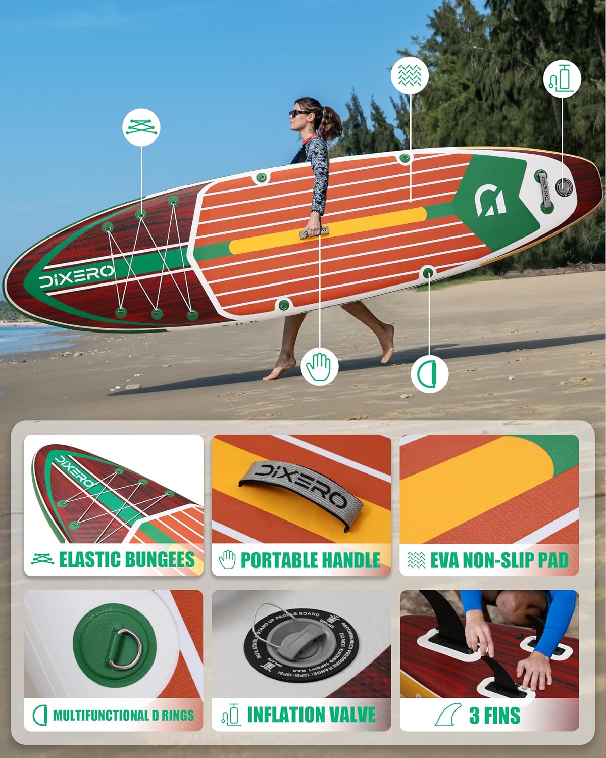 Inflatable Stand Up Paddle Board with SUP Accessories, 11'*33' Inflatable Paddle Boards for Adults & Youth of All Skill Levels
