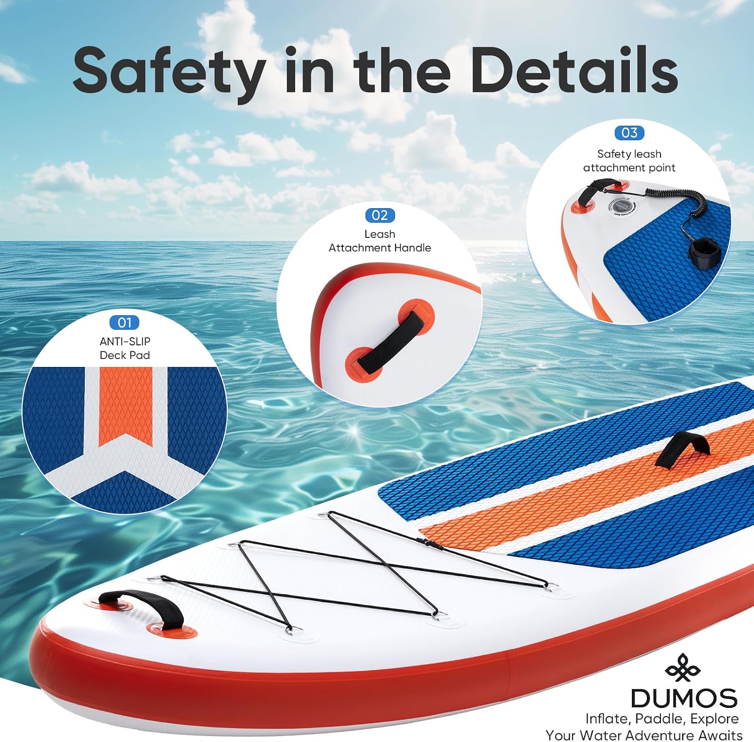DUMOS Inflatable Stand Up Paddle Board, 10.5'×33'' Paddle Boards with Non-Slip Deck, Durable Advanced Material and Complete SUP Accessories for All Skill Levels
