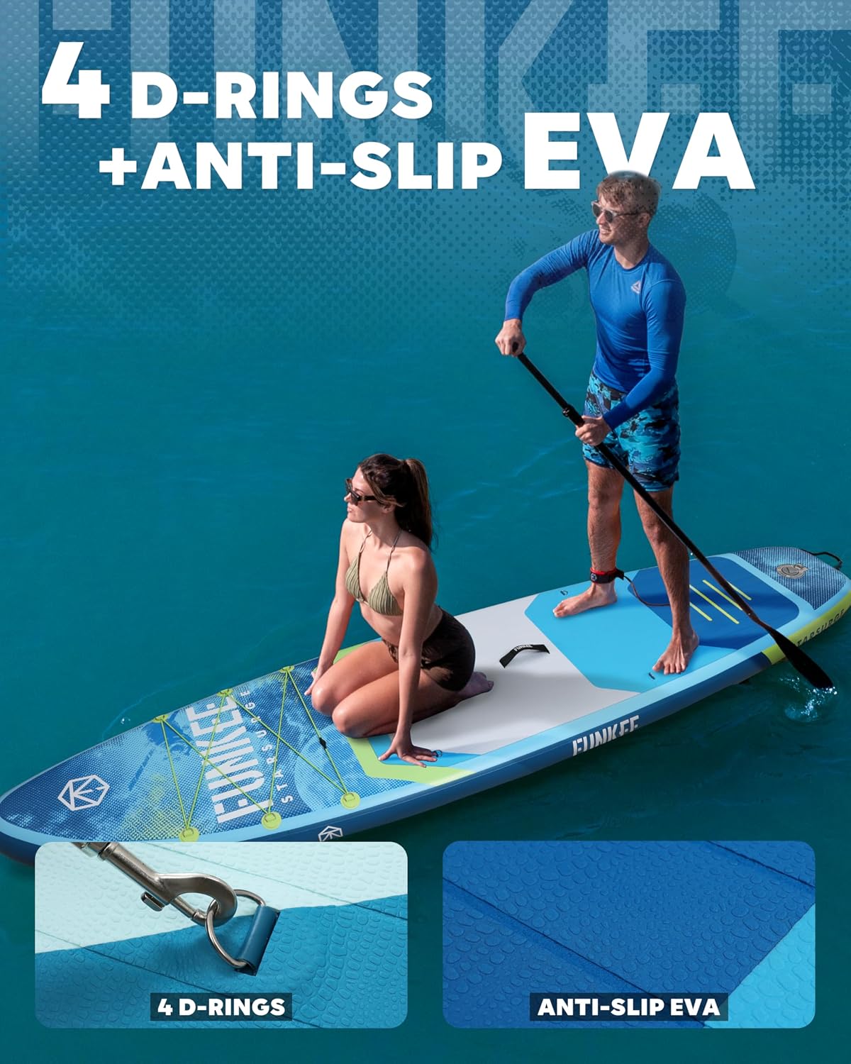 11'×34'×6' Extra Wide Inflatable Stand Up Paddle Board, Sup Board with Removable Fins, Backpack, Floating Paddle, Safety Leash, Floating Phone Case for Adults & Youth of All Skill Levels