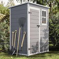 DWVO 5x3 FT Outdoor Storage Shed with Reinforced Floor, All-Weather Resin Storage Shed with Lockable Door & Window, Waterproof Plastic Tool Storage for Garden, Backyard, Patio, Lawn, Gray