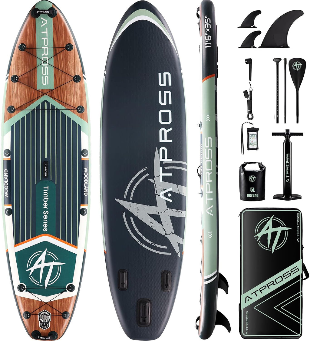 11'6'x35' Inflatable Paddle Board, 450lbs Extra Wide Stand Up Paddleboard for Adults with Premium SUP Accessories Kit & Backpack, Blow Up Kayak Non-Slip Stable Deck Boat for Yoga Fishing Surf
