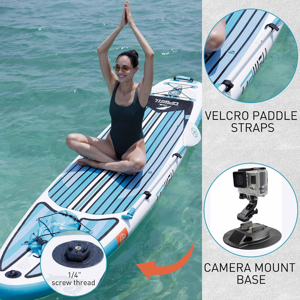 UPWELL 11'6'/11'2'/11'/10'8'/10'6'/10'2' Inflatable Stand Up Paddle Board with sup Accessories Including Backpack, Repairing Kits, Non-Slip Deck, Leash, 3 Fins, Paddle and Hand Pump