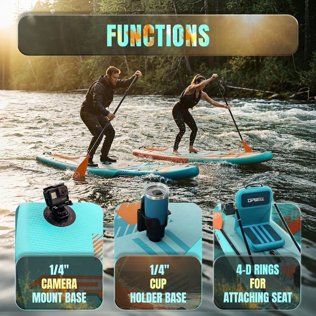 UPWELL 11'×34' Stand Up Paddle Board, SUP Board for Adults & Teens, Inflatable SUP Board with Premium Accessories, 120L Backpack, Paddle, Leash, Hand Pump, Fins