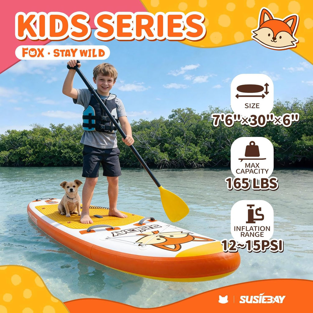 Kids Inflatable Stand Up Paddle Board with SUP Accessories,Wide Stable Design,Non-Slip Comfort Deck, Inflatable Paddle Board for Kids & Children
