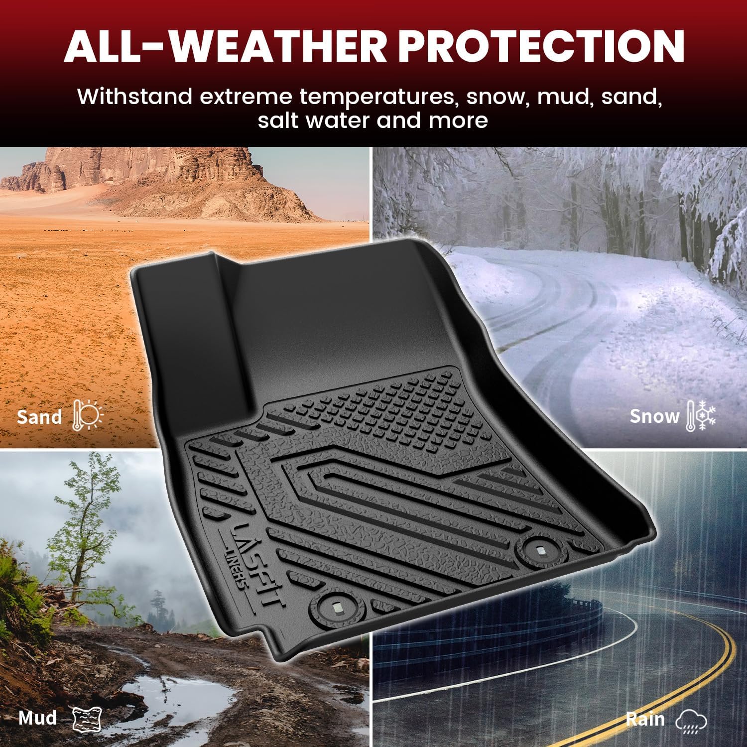 LASFIT Floor Mats & Cargo Mat Fits for Hyundai Kona 2026 2025 2024 N Line/SE/SEL/Limited (Not for EV), All Weather TPE Custom Fit Kona Car Mats & Trunk Liner,Full Set Car Accessories, Black