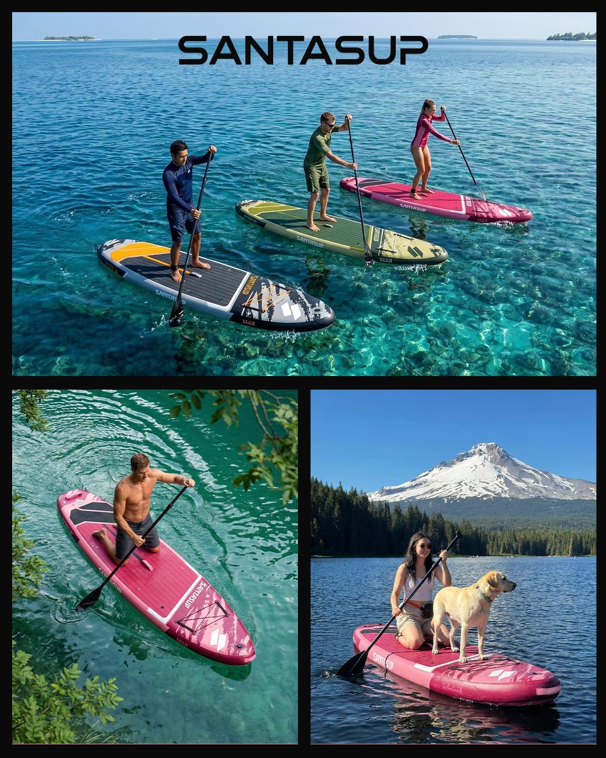 Inflatable Stand Up Paddle Board with SUP Accessories, Anti-Slip EVA Deck, 10'6'/11' Wide Stance Board, Sup Board for Adults & Youth of All Skill Levels Backpack