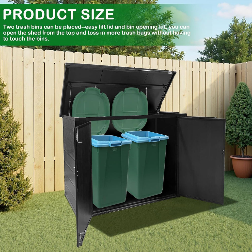 VINGLI 36 Cu. Ft. Outdoor Storage Shed, Heavy Duty Horizontal Yard Storage Shed with Dual Opening, 295 Gallon Storage Bin with Weatherproof Design for Garden Tools, Yard Garbage Bins