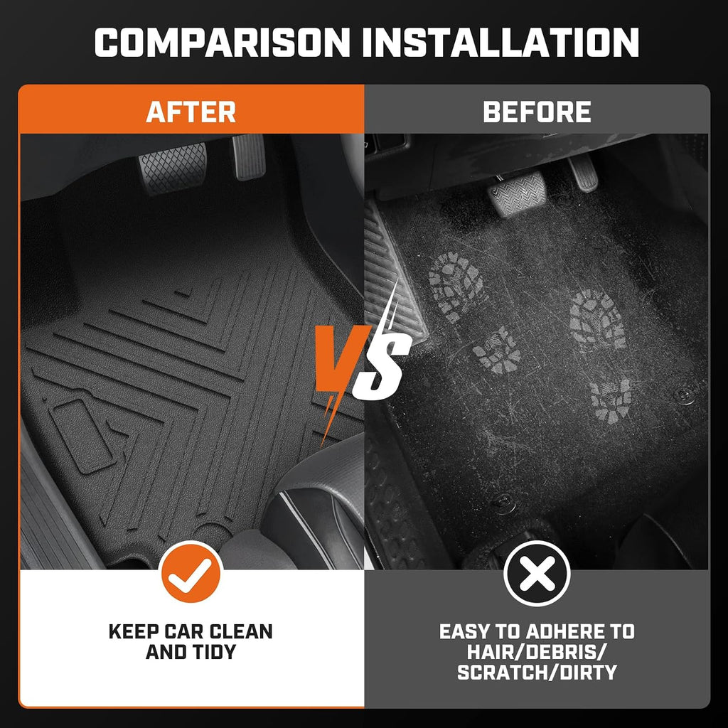 Mixsuper Floor Mat & Cargo Liner for Kia Soul 2020-2026(Including the lower Floor of the trunk),All Weather TPE Floor mat with Backrest and Door Sill Guards Soul Accessories,Anti-Slip Floor Liners Set