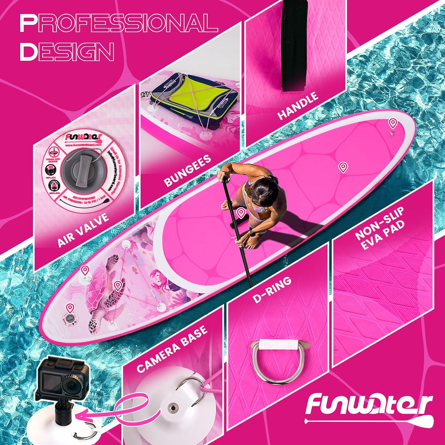 FunWater Stand Up Paddle Board Ultra-Light Inflatable Paddleboard with SUP Accessories for Adults & Youth of All Skill Levels