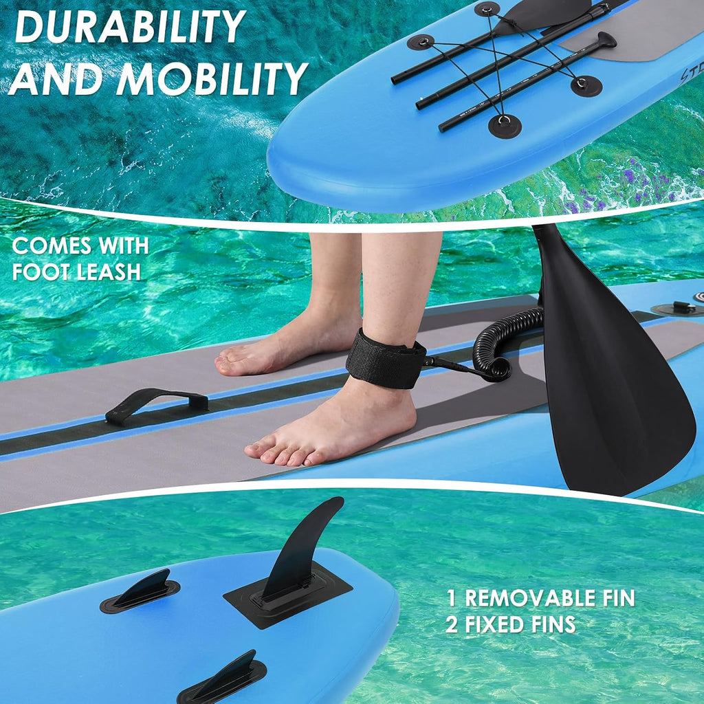 Clevich 10FT Stand Up Paddle Board, Inflatable Paddleboard with SUP Accessories & Carry Bag, Paddle, Hand Pump, Non-Slip Deck, Repair Kit,Leash, 400LBS