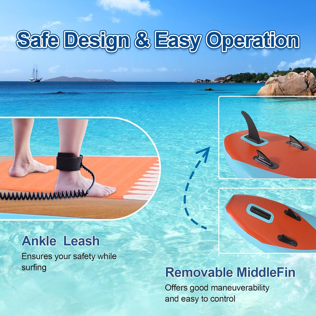 Inflatable Stand Up Paddle Board with SUP Accessories, Anti-Slip EVA Deck, Family-Friendly SUP Boards for Adults & Youth of All Skill Levels, Versatile Yoga Paddle Board