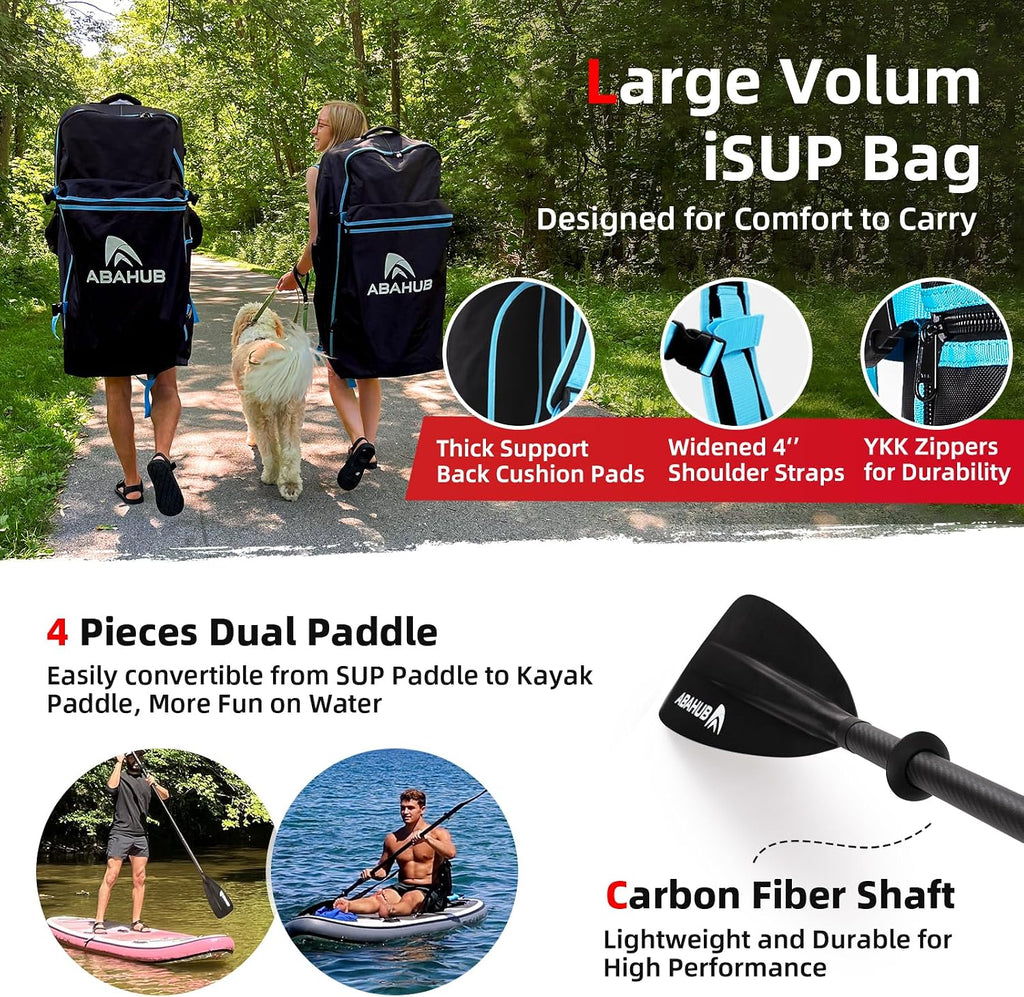 Abahub Inflatable SUP, Wide 10'6' x 31'/34' iSUP, Standup Paddleboard with Adjustable SUP Kayak Paddle, for Yoga, Paddle Board, Kayaking, Surf, Canoe, Fishing