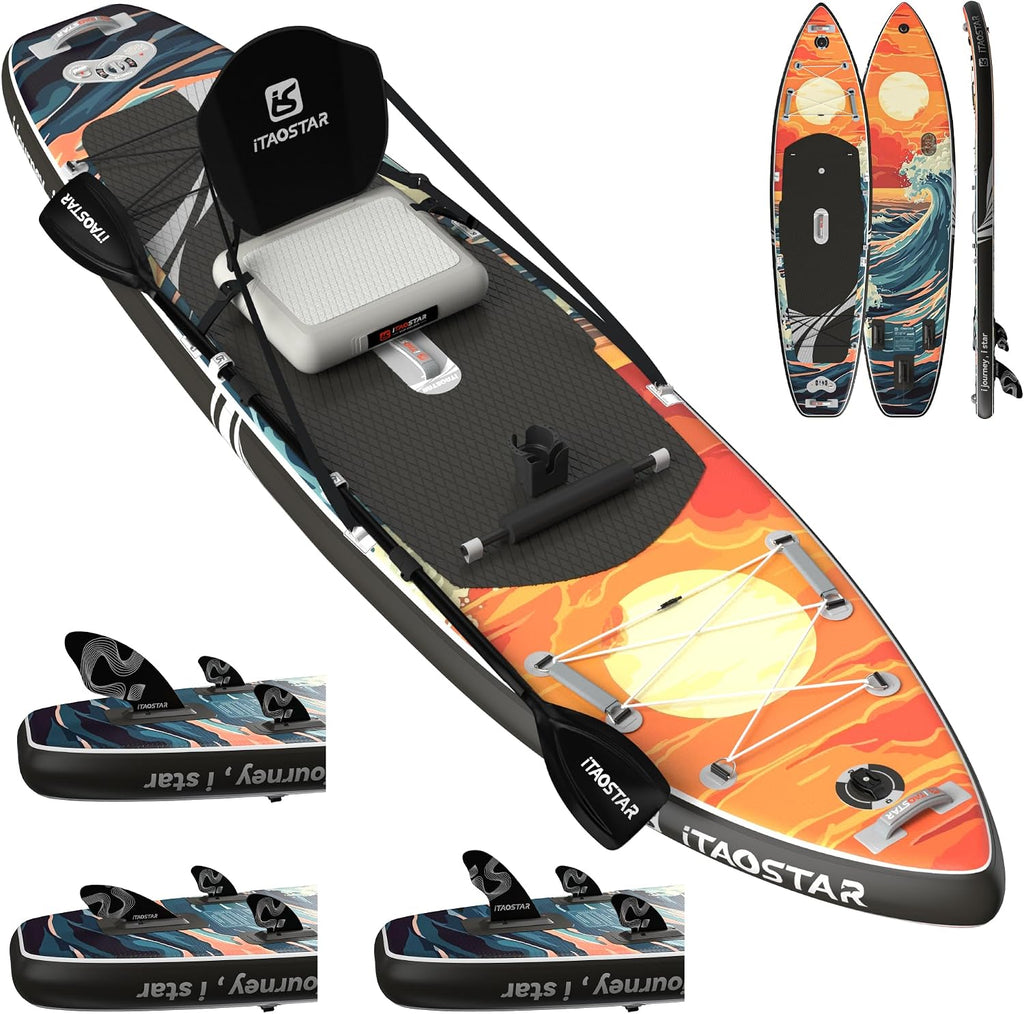iTAOSTAR Novelty 11'6' x 35' Inflatable Stand Up Paddle Board with Seat- Stable SUP Board for Adults - Portable Paddleboard for Yoga, Surfing, Fishing - Includes Full Accessories Kit