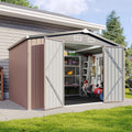 10x8 Galvanized Storage Shed with 15mm Moisture-Proof Floor Heavy Duty Outdoor Storage Shed, Double Doors & Sloped Roof, Ventilation Design for Bike, Generator, Garden Tools (10X8 with Floor)
