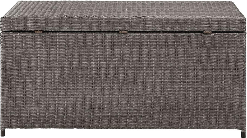 Crosley Furniture Palm Harbor Wicker Outdoor Storage Box for Patio Furniture Cushions and Pool Floats, Gray