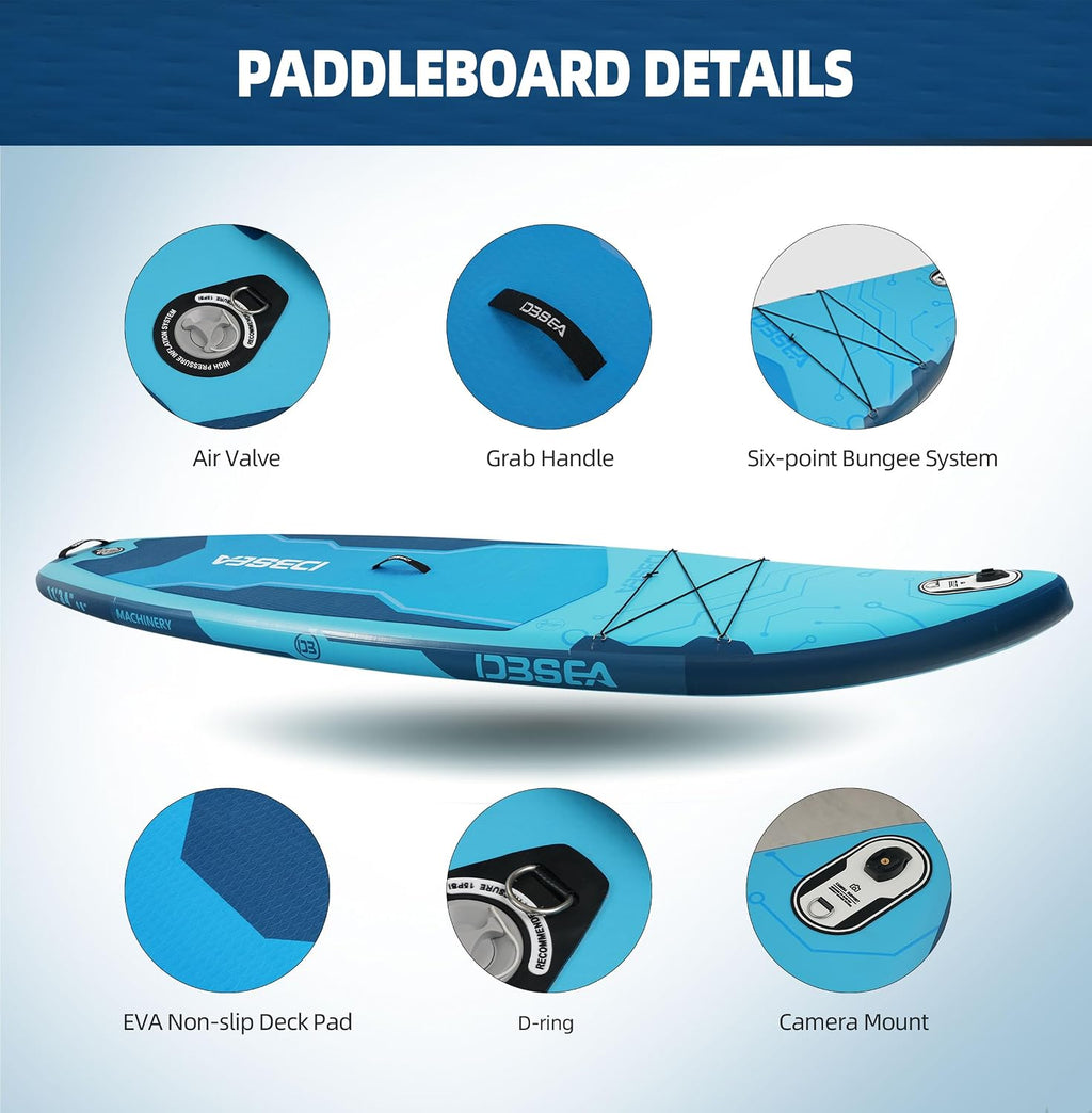 11 ft Inflatable Paddle Board with SUP Accessories, Non Slip EVA Deck, Extra Long Extra Wide iSUP, All Around Stand Up Paddle Board for Adults & Youth