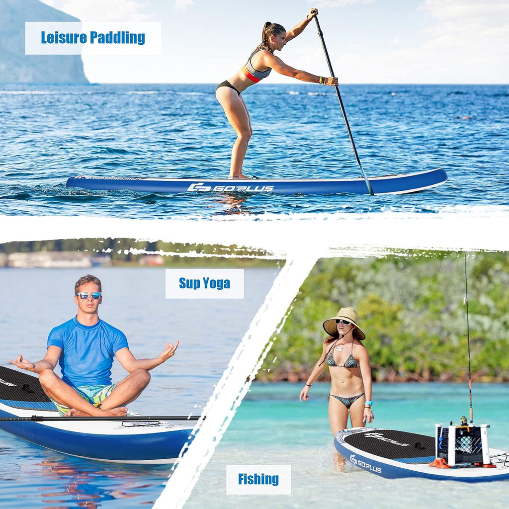 Goplus Inflatable Stand Up Paddle Board, 10FT/10.5FT/11FT SUP with Accessory Pack, Adjustable Paddle, Carry Bag, Fin, Hand Pump, Leash, Repair Kit