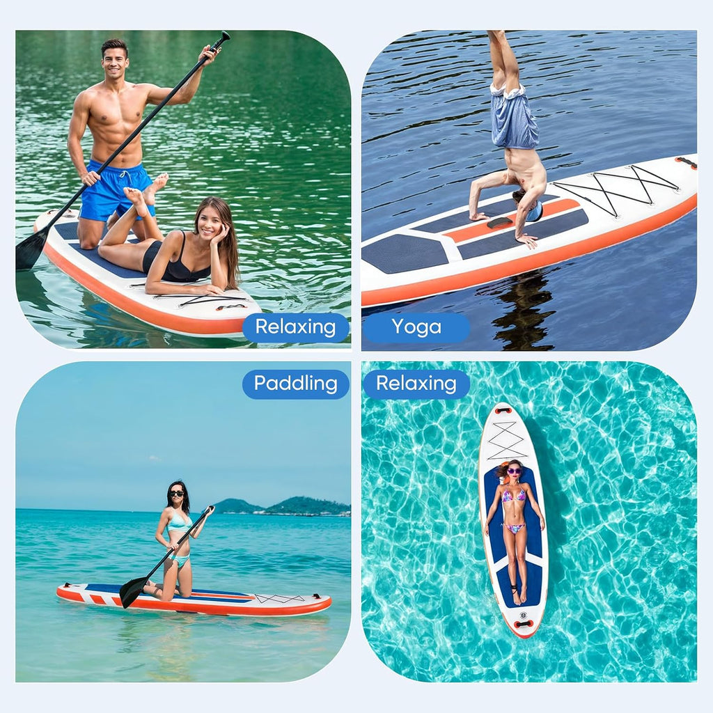 Sweetcrispy Inflatable Stand Up Paddle Board with Premium SUP Paddleboard Accessories,2-in-1 Paddle,Wide Stable Design,Non-Slip Comfort Deck for Adults & Youth of All Skill Levels