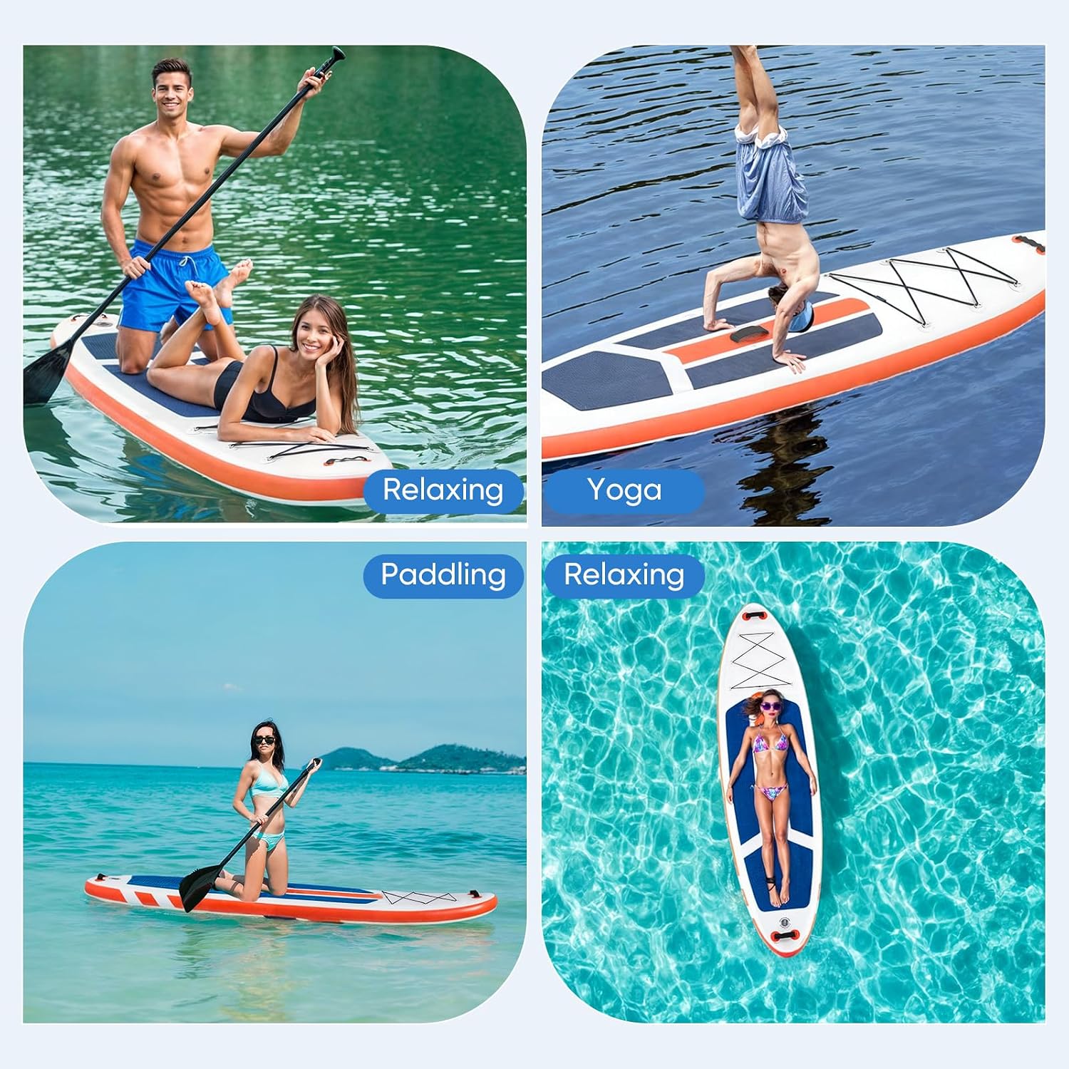 Sweetcrispy Inflatable Stand Up Paddle Board with Premium SUP Paddleboard Accessories,2-in-1 Paddle,Wide Stable Design,Non-Slip Comfort Deck for Adults & Youth of All Skill Levels