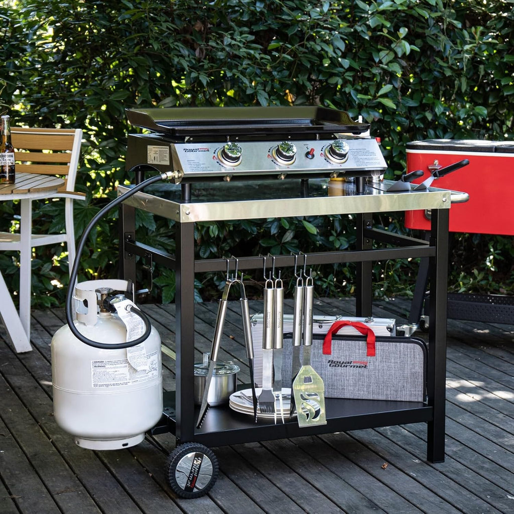 Kitchen Cart with Wheels Outdoor BBQ Grill Food Prep Worktable