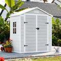 6x3 FT Plastic Outdoor Storage Shed with Floor and Lockable Door, All-Weather Resin Storage Shed Easy to Install, Garden Shed/Tool Shed for Backyard, Patio, Grey