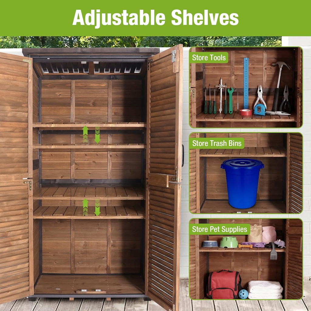 Outdoor Storage Shed with Floor - Strong Metal Frame, Adjustable Shelves, Ventilated Blinds - Ideal for Garden Tools & Outdoor Storage Cabinets Waterproof - Best in Sheds