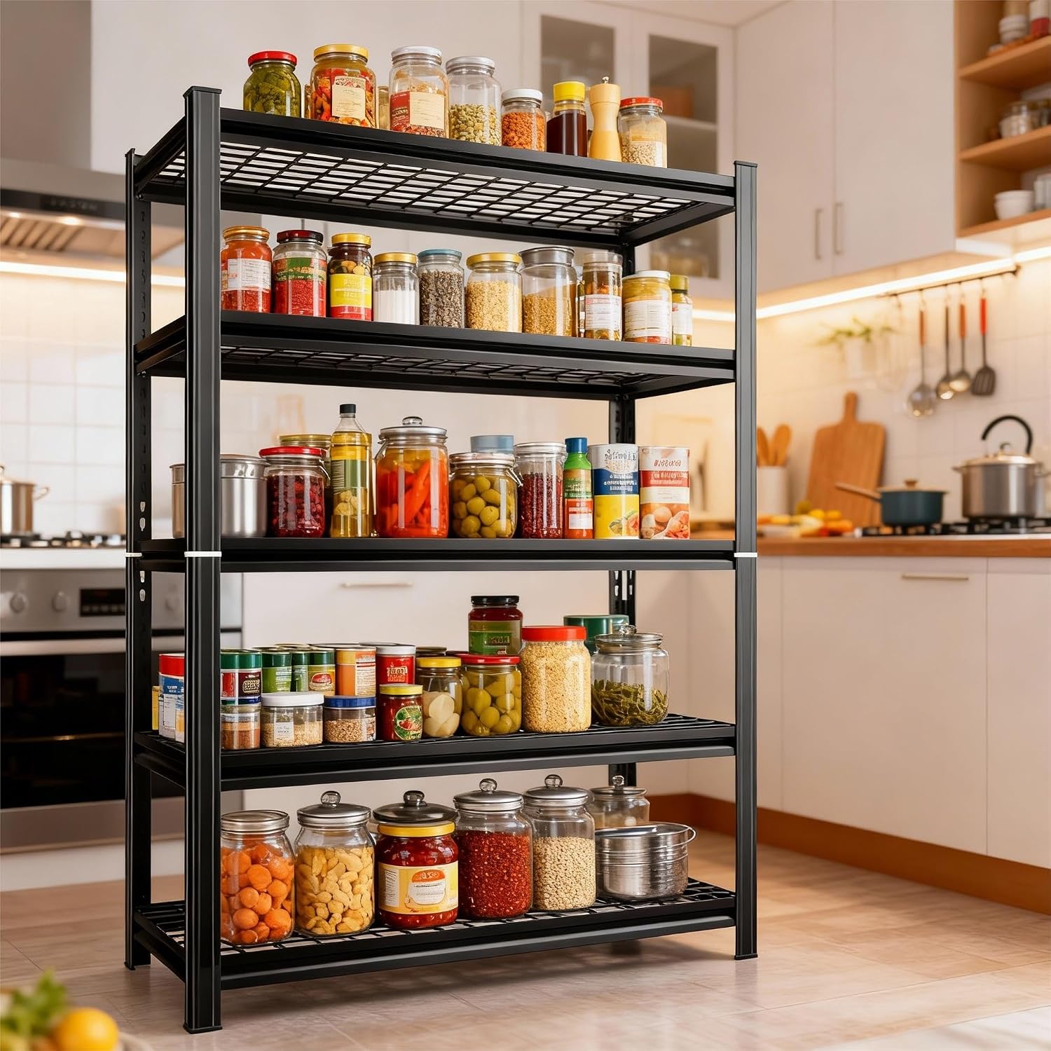 48''W Wire Garage Metal Shelving, 3020 Lbs Heavy-Duty Garage Storage Shelves, 5-Tier Adjustable Reinforced Shelves for Laundry Rooms, Basements, Kitchens&Outdoor (48''W*24''D*72''H)