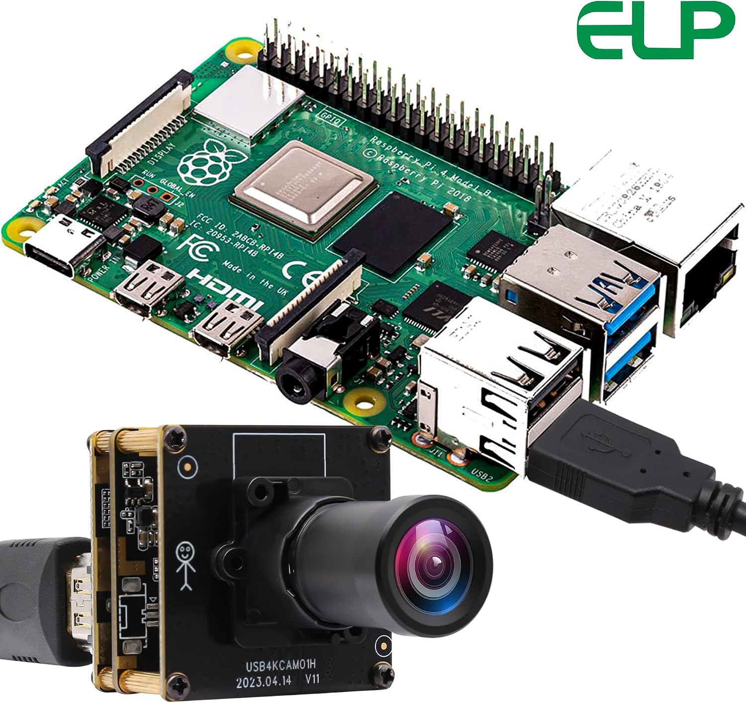ELP 4K USB HDMI Camera Module Night Vision PC Camera for Computer Monitor with Simultaneous 2X Digital Zoom and 8mp Resolution, Ideal for Security and Laser Engraver Applications