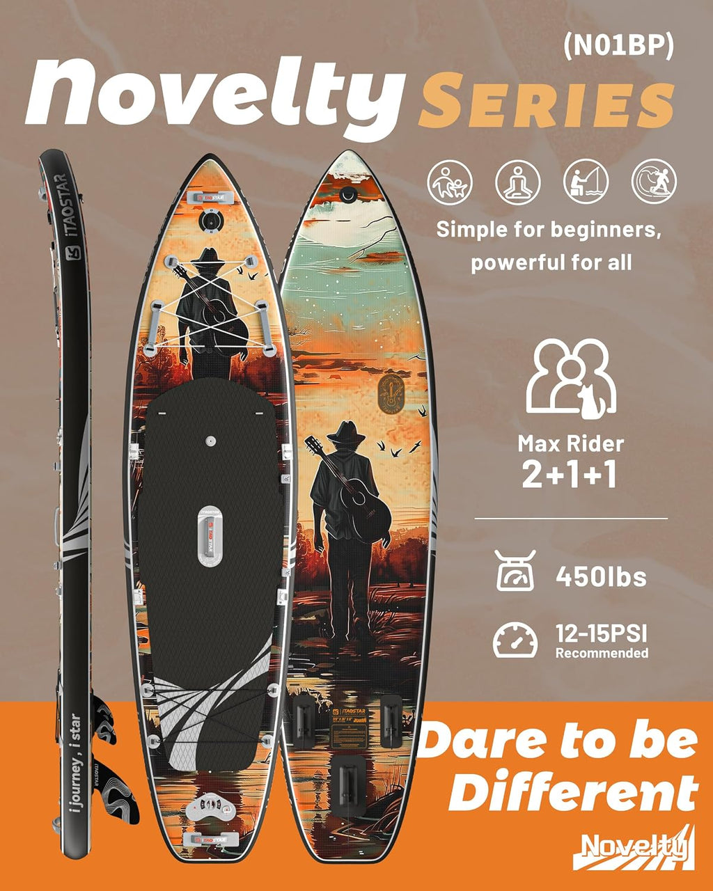 iTAOSTAR Novelty 11'6' x 35' Inflatable Stand Up Paddle Board with Seat- Stable SUP Board for Adults - Portable Paddleboard for Yoga, Surfing, Fishing - Includes Full Accessories Kit