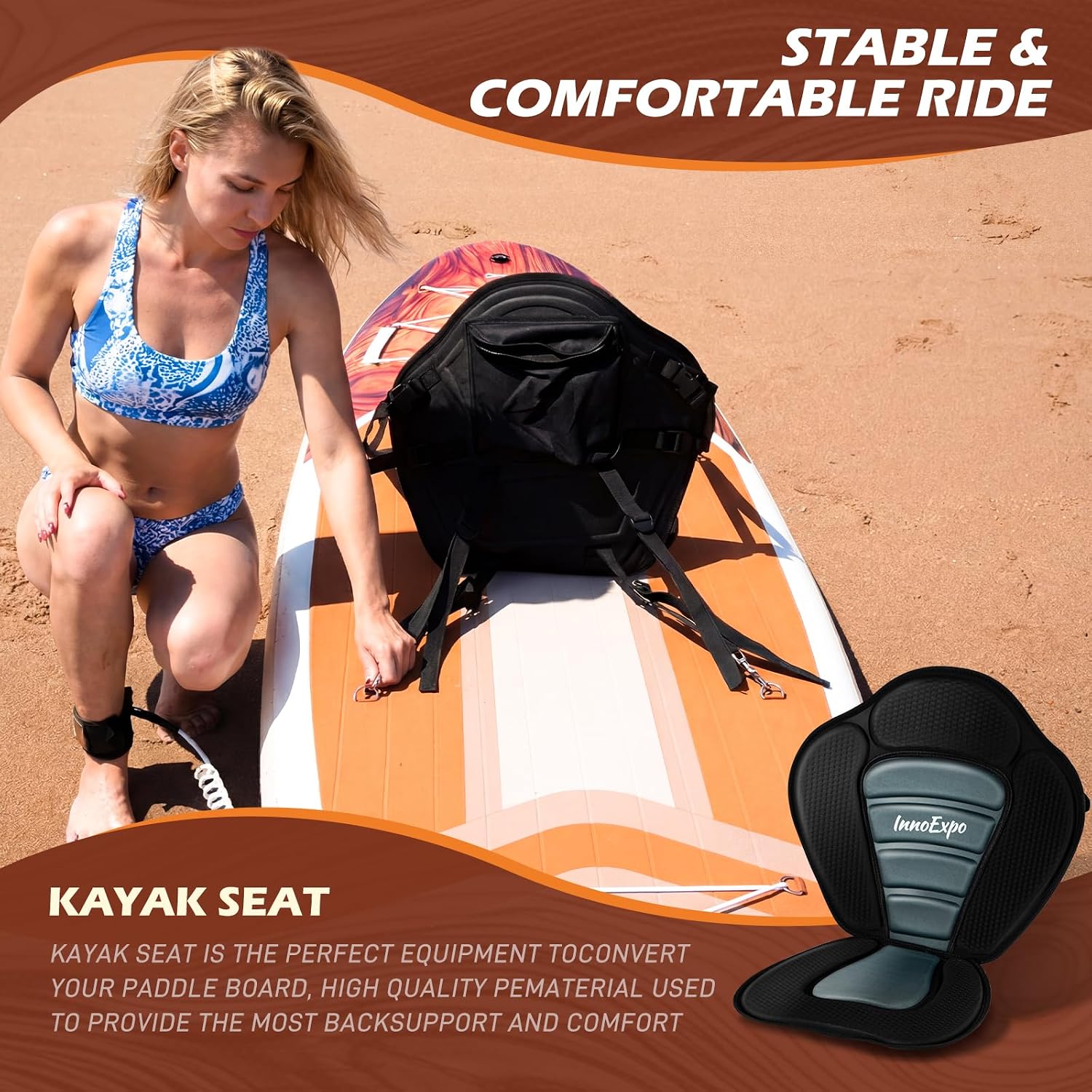 InnoExpo 11' Inflatable Stand Up Paddle Boards with Premium Accessories, Wide Stable SUP Paddle Board Design, Non-Slip Comfort Deck for Youth & Adults