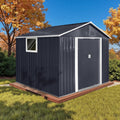 9' x 8.5' Outdoor Storage Shed, Sturdy Metal Building w/Windows & Lockable Doors for Garden, Backyard, Poolside and Lawn, Anthracite