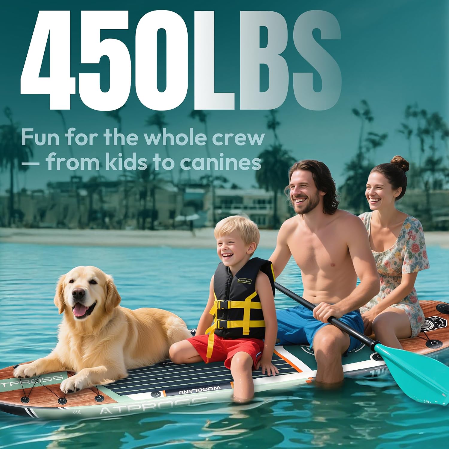 11'6'x35' Inflatable Paddle Board, 450lbs Extra Wide Stand Up Paddleboard for Adults with Premium SUP Accessories Kit & Backpack, Blow Up Kayak Non-Slip Stable Deck Boat for Yoga Fishing Surf