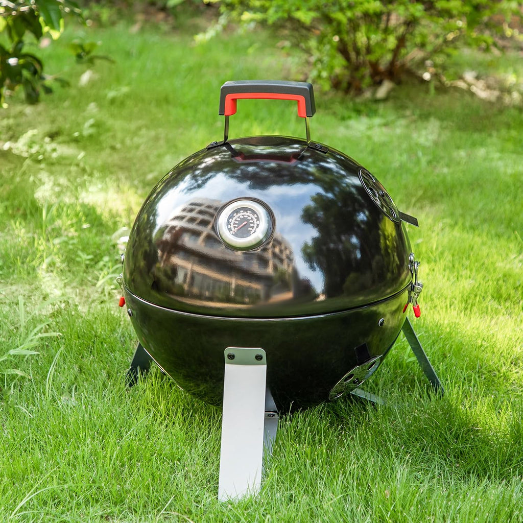 GREEN PARTY 18' Vertical Charcoal Smoker Grill Bullet Water Smoker Barbeque Grill, Outdoor BBQ Smokers Portable Meat Smoker Grill for Deck Patio Backyard Balcony Parties