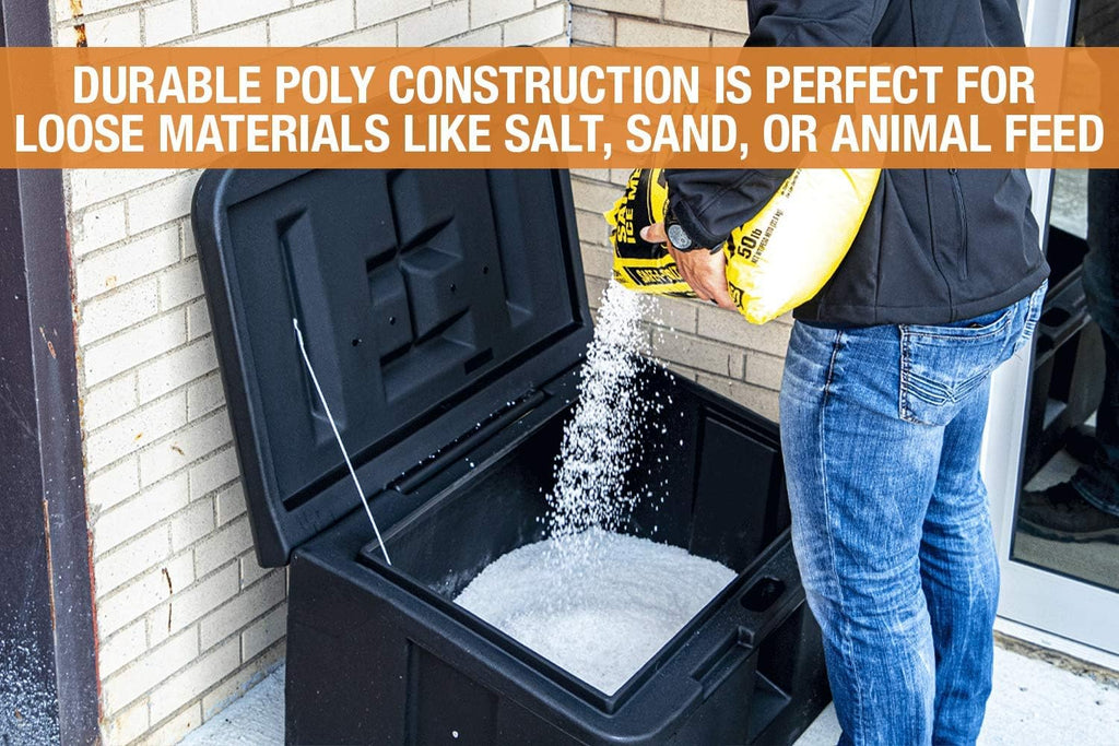 Buyers Products 9031105 Heavy Duty Poly Storage Bin, 35 Gallon Capacity, Multi Purpose Storage Bin for Salt, Feed, Seed & More, Corrosion Free Construction