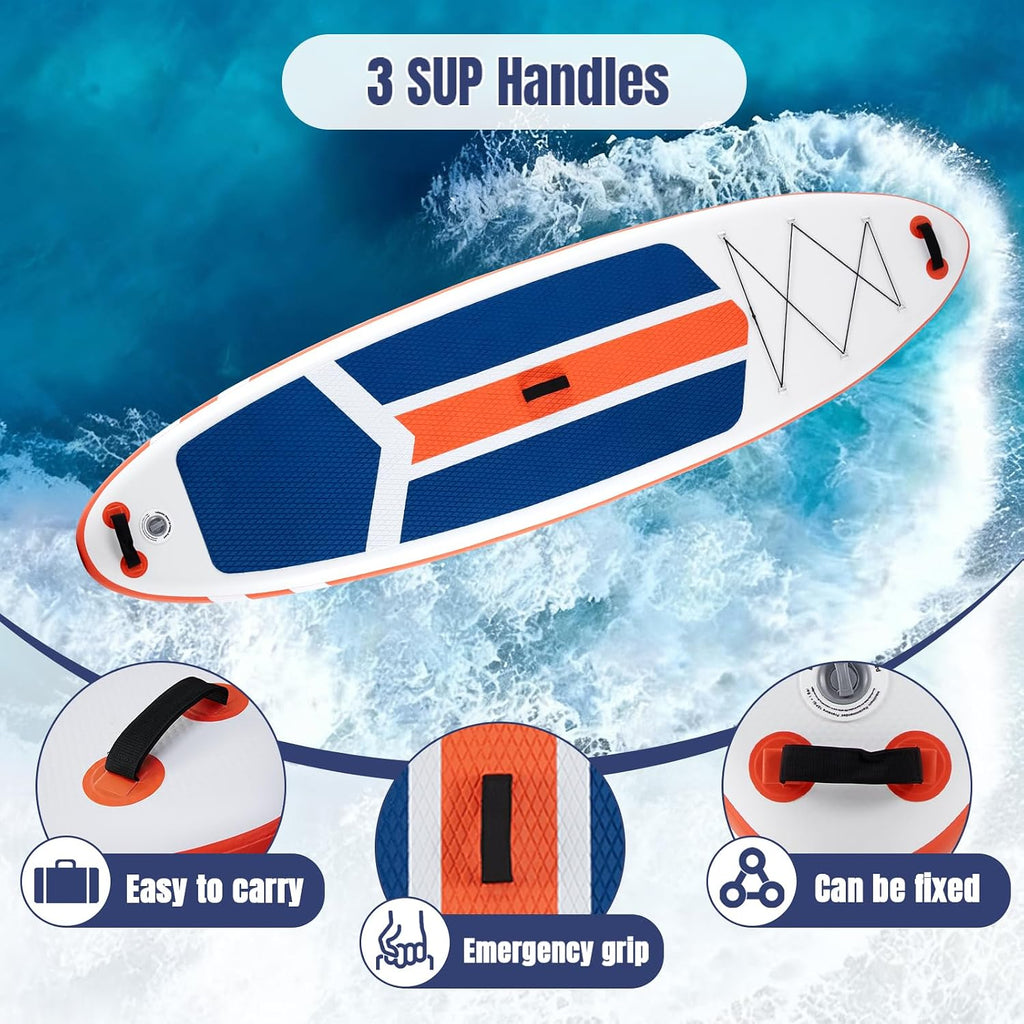 NEWBULIG 33' Inflatable Paddle Board SUP, Stand Up Paddle Board Blow Up with 3 Carry Handles, Non-Slip Deck Pad, Complete Kit with Pump, Leash & Backpack for Beginners/Adults