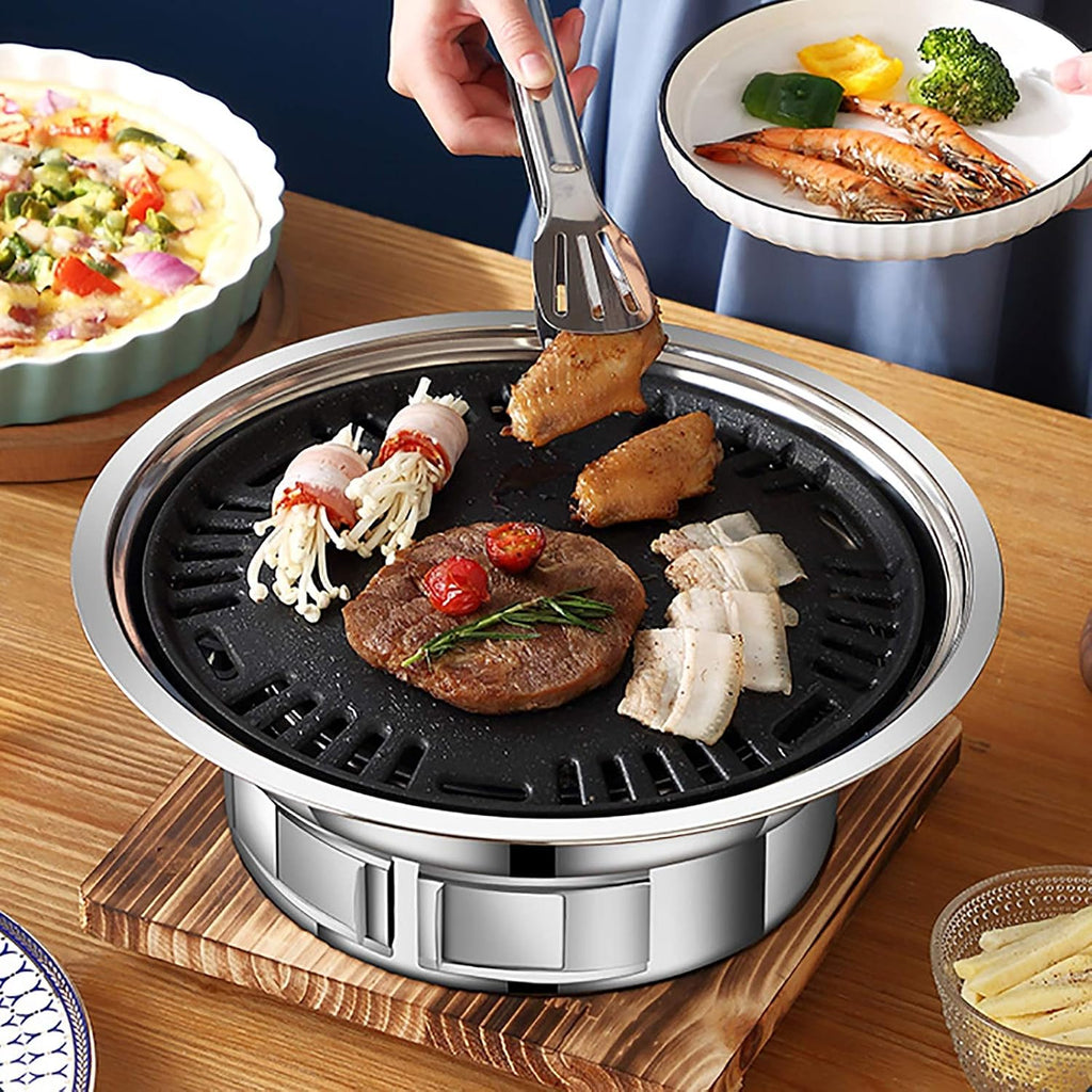 BBQ Barbeque Barbecue Grill, BBQ, Household Charcoal Smokeless Maifan Stone Baking Pan, Indoor and Outdoor Korean 6-8 People (Color : C, Size 40cm13.5cm), 40cm*13.5cm