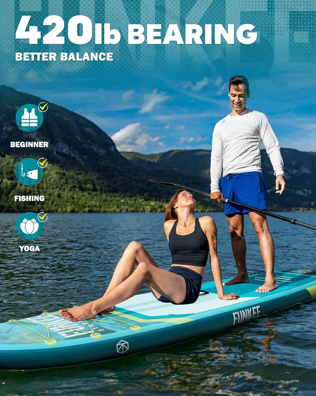 11'×34'×6' Extra Wide Inflatable Stand Up Paddle Board, Sup Board with Removable Fins, Backpack, Floating Paddle, Safety Leash, Floating Phone Case for Adults & Youth of All Skill Levels