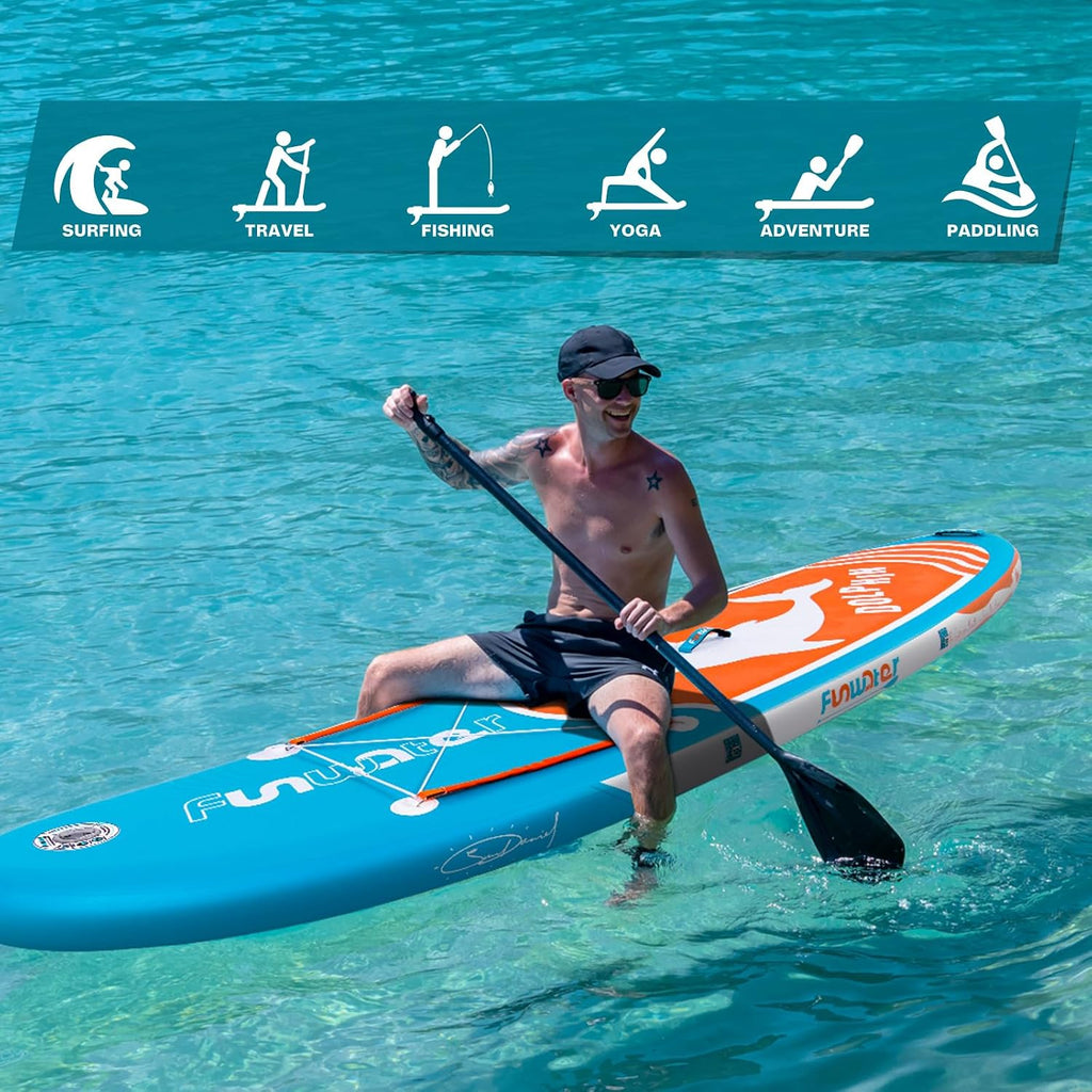 FunWater Inflatable Stand Up Paddle Board with Premium SUP Paddleboard Accessories, Anti-Slip EVA Deck, 11'6''/11'/10'6'' Paddle Boards for Adults & Youth of All Skill Levels