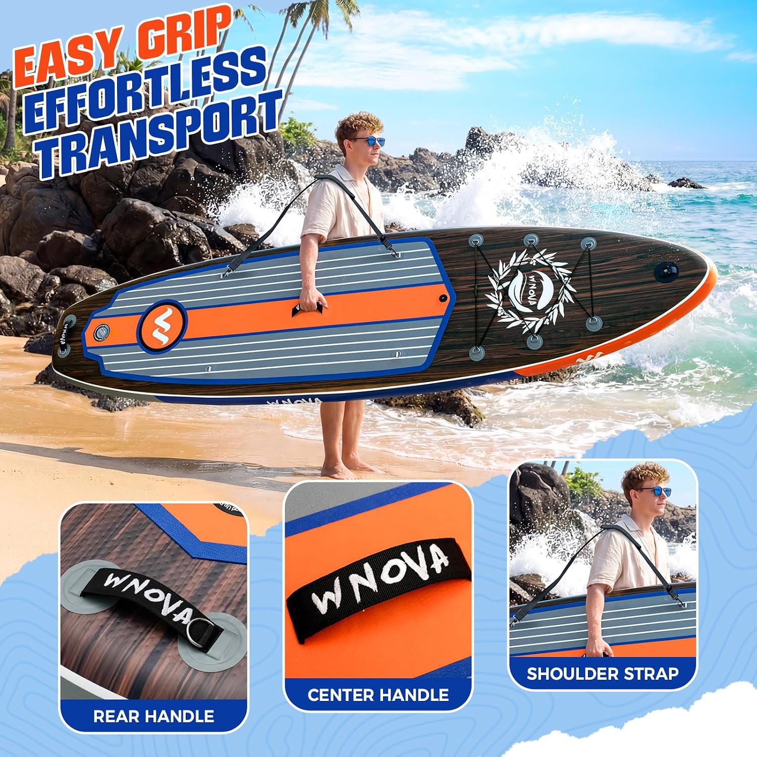 11' Inflatable Stand Up Paddle Board, 34' Extra Wide Stable iSUP for Adults & Youth, with Camera Mount & Premium Accessories, Non-Slip Deck for All Skill Levels
