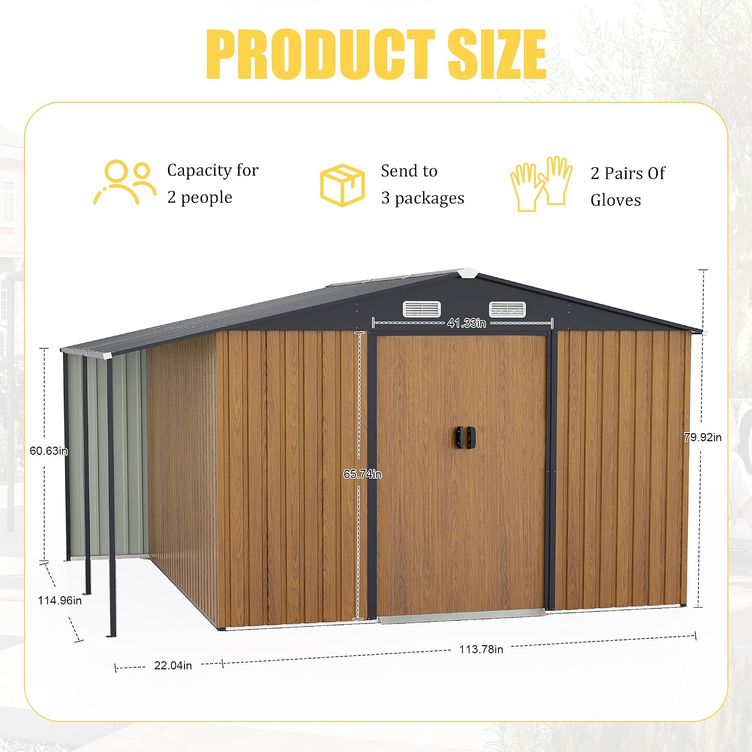 YOPTO 10x12 FT Outdoor Storage Shed,Extra Large Metal Garden Tool Shed with Lockable Doors,Windows & Air Vents,Dual-Zone Design Outside Steel Tiny House for Backyard, Patio Lawn,Yellow
