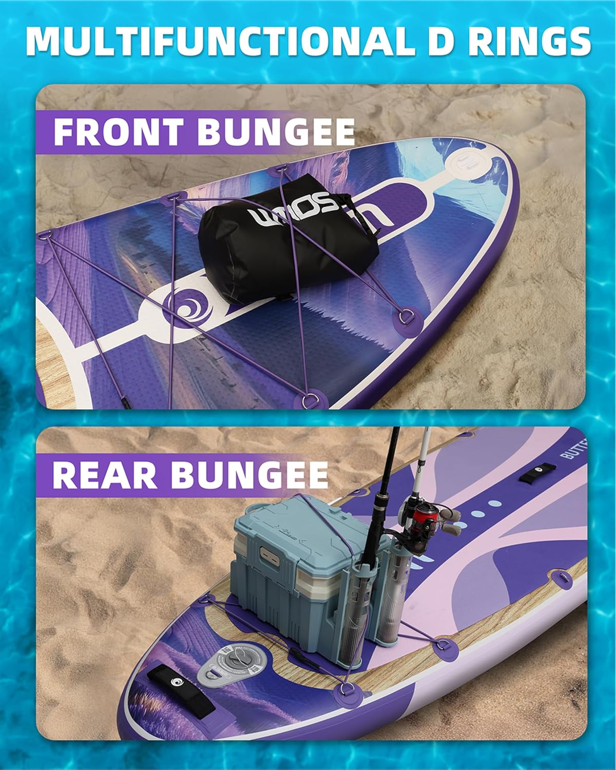 11'*33'/34' Inflatable Stand Up Paddle Board for Beginners,400/420lbs Capacity, Anti-Slip EVA Deck, Includes Adjustable Paddle, Pump, Backpack & SUP Accessories for Surfing, Fishing, Yoga & More