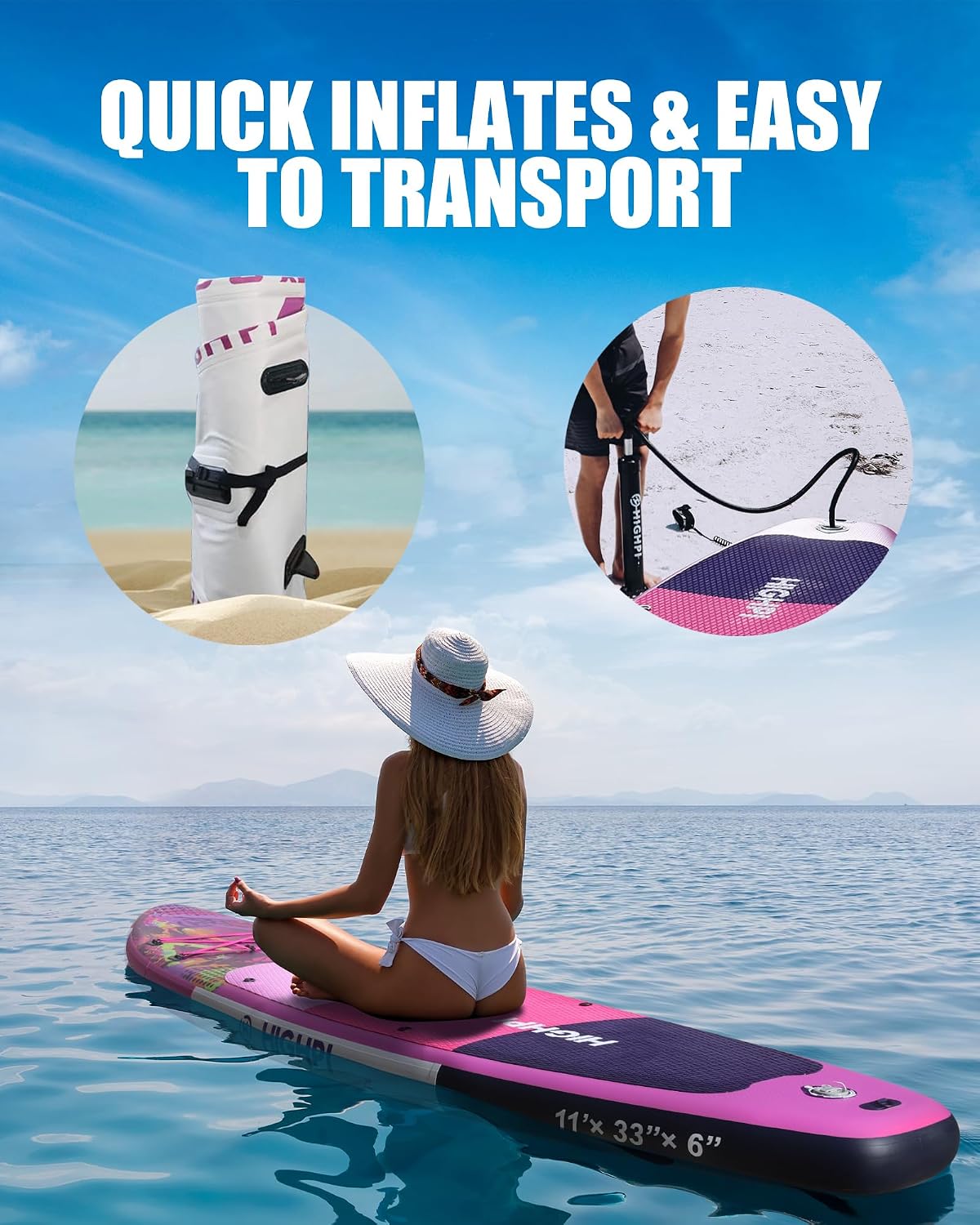 Inflatable Stand Up Paddle Board for Youth and Adults – Wide Sup with Premium Accessories, Blow Up Paddleboard for Surfing, Fishing, Yoga & More