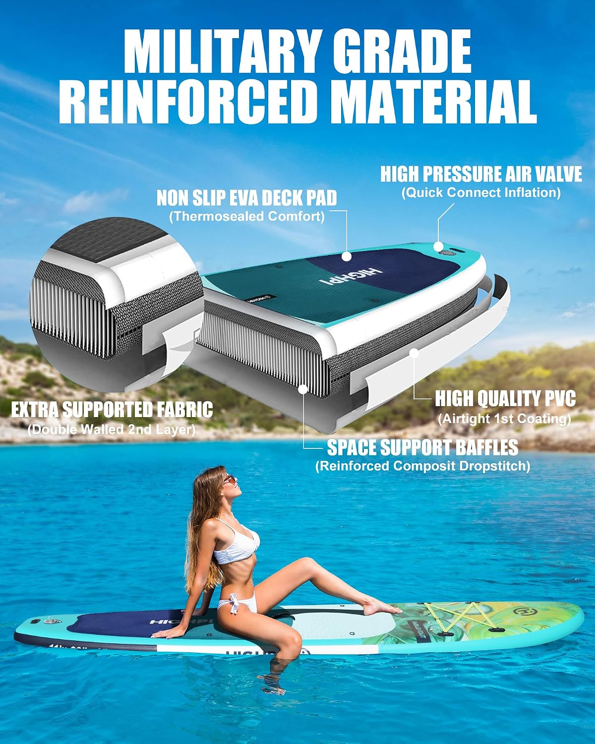Inflatable Stand Up Paddle Board for Youth and Adults – Wide Sup with Premium Accessories, Blow Up Paddleboard for Surfing, Fishing, Yoga & More