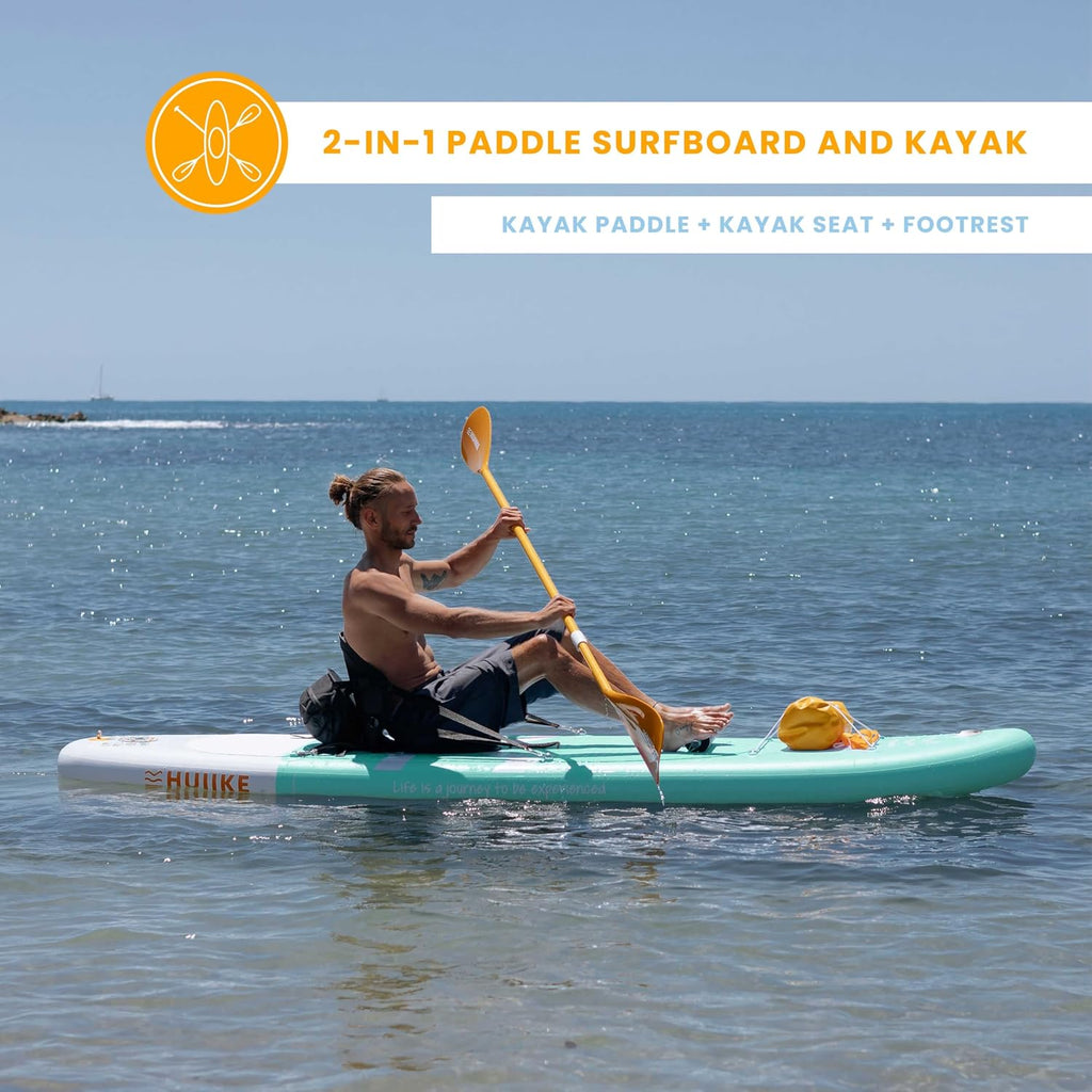 HUIIKE Inflatable Paddle Board for Adults with Accessories Included, Oar, Fins, Pump. Stand Up Paddleboard Great Stability and Resistance. 10' x 33' x 5.9', Maximum Load 286 lb