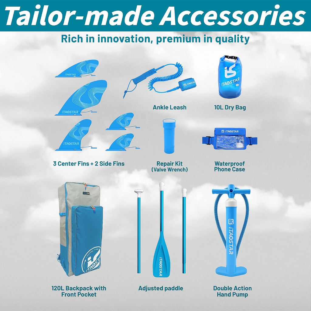 iTAOSTAR Pets 8'×29' / 11'×35' / 11'6'×34'/11'×34' Inflatable Paddle Board, One-Stop Premium SUP Accessories, Extra Wide Paddle Board for More Balance, Tailored Fins for More Fun