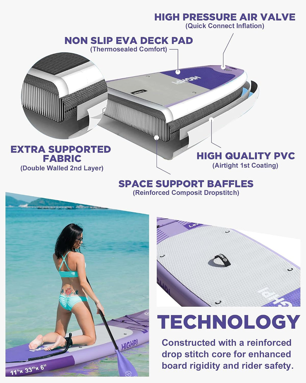 Inflatable Stand Up Paddle Board for Youth and Adults – Wide Sup with Premium Accessories, Blow Up Paddleboard for Surfing, Fishing, Yoga & More