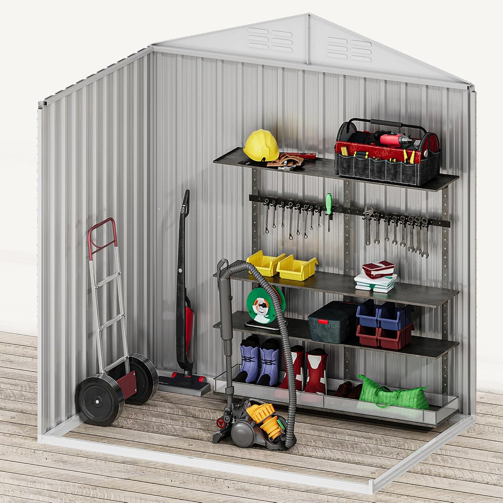 DWVO 6x4ft Outdoor Storage Shed, Lockable Metal Tool Storage Sheds, Waterproof Garden Sheds with Vents for Backyard, Patio, Garage, Lawn, Brown